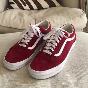 Womens Vans red suede old school low tops
